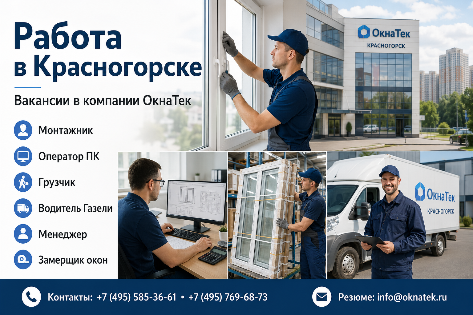 Работа в Красногорске: вакансии, поиск работодателя и особенности трудоустройства в компании «ОкнаТек»