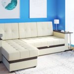 White corner sofa with dolphin mechanism