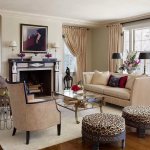 beige curtains in the living room interior