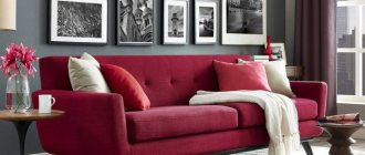 Burgundy sofa in the interior