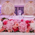 Bouquet on the table for newlyweds