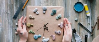 DIY decorative clock made from round stones