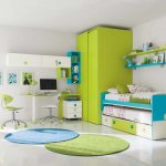 Children&#39;s room with corner wardrobe