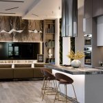 Living room design in a panoramic apartment