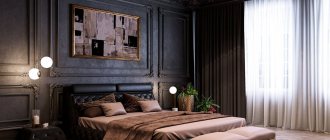 Interior design in dark colors