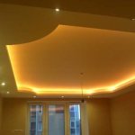 Two-level plasterboard ceilings with lighting