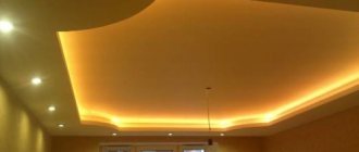 Two-level plasterboard ceilings with lighting