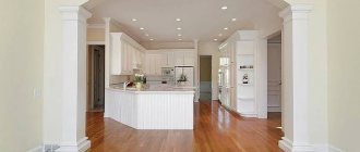 Plasterboard arch in the kitchen interior