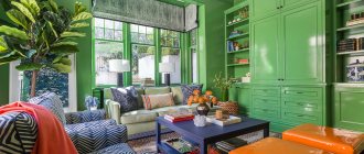 living room in green color