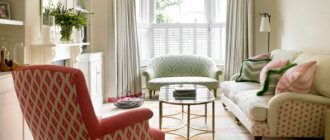 Living room with bay window and flexible cornice