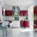 Kitchen in cherry color