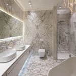 Marble in the interior decoration of the floors and walls of the bathroom, kitchen and corridor. 35 photos of tiles and porcelain tiles 