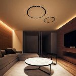 Stretch ceiling with lighting