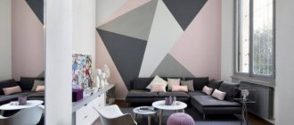 Wallpaper in the living room with a geometric pattern