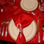 Serving cutlery white on red