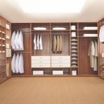 Wardrobe or dressing room with mesh shelves