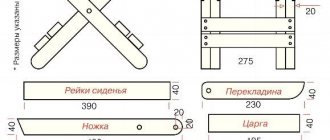 DIY folding stool drawings with dimensions