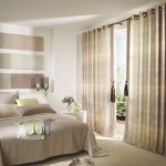 Bedroom: window decoration with a curtain with a grommet