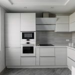 Stylish white matte set with built-in appliances