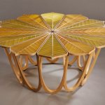 table in the form of poplar leaves