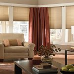 terracotta curtains with beige blinds