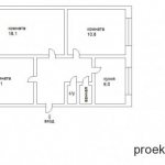 typical layout of a three-room apartment in Khrushchev