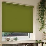 Green fabric roller blinds